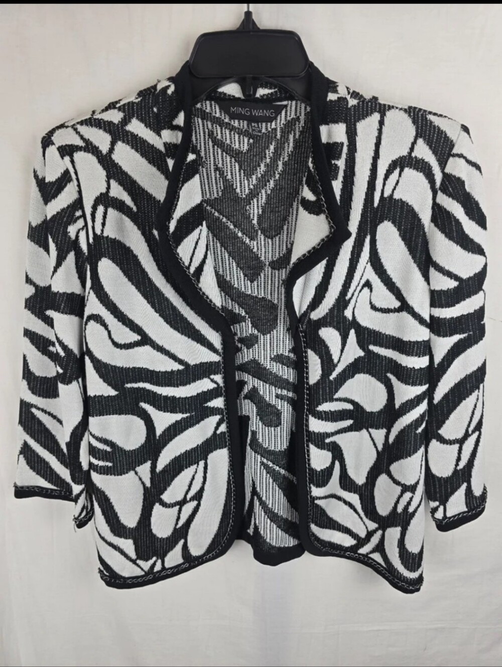 Ming Wang Black and White Women's Quarter Sleeve Sweater Sz PS